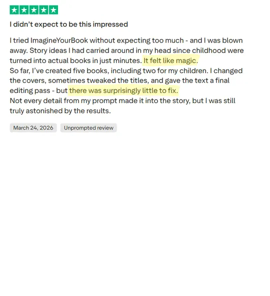 Anna’s five-star review of ImagineYourBook